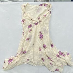 Free People Birdie Floral V Neck Midi Dress in Ivory and Floral Size XS